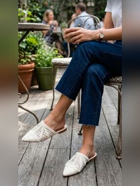 KAANAS Wicker Woven White Mules 6